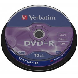 Płyty DVD+R VERBATIM 16x 4,7GB Cake /10/